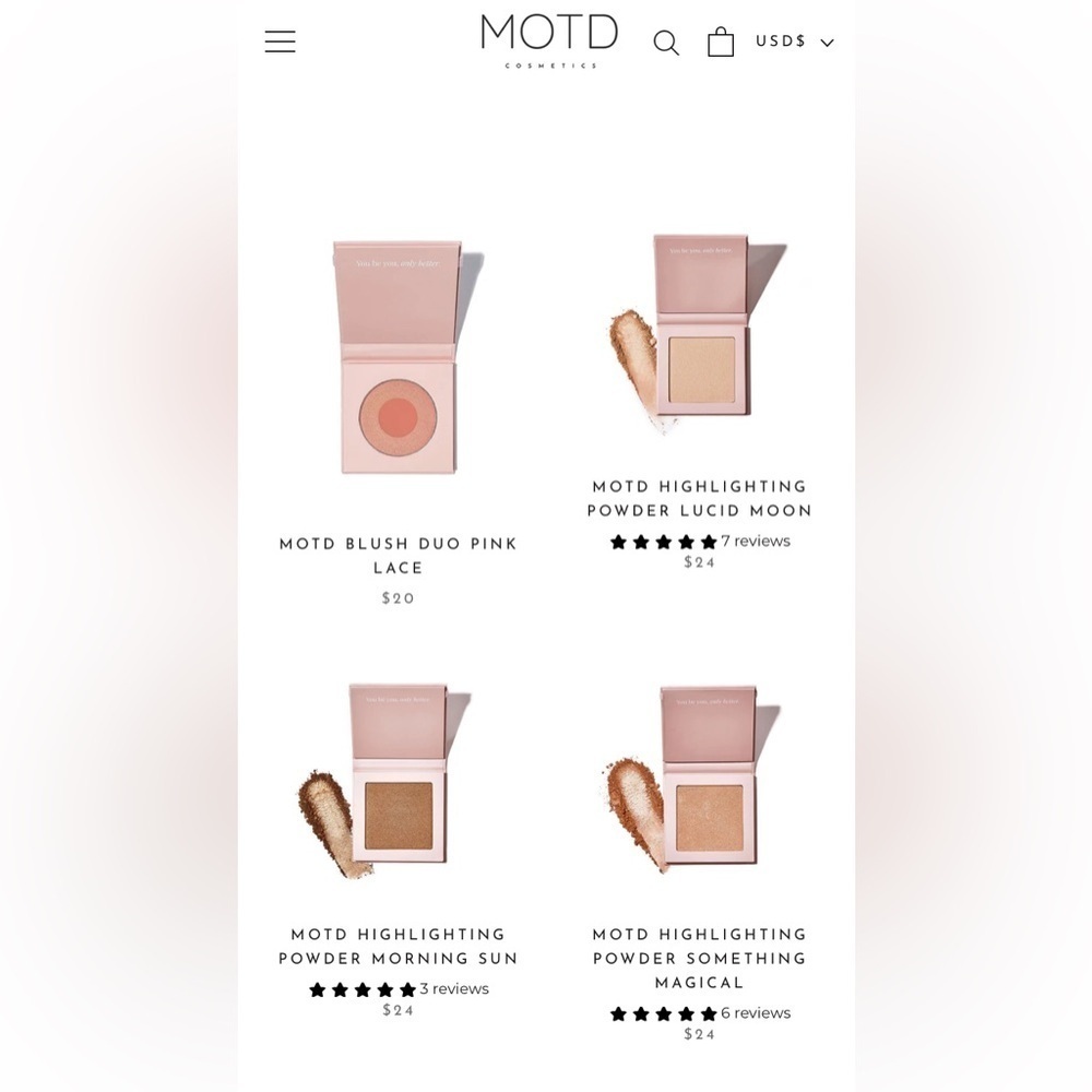4 piece Makeup bundle New in Box MOTD 1 blush and 3 highlighting powders